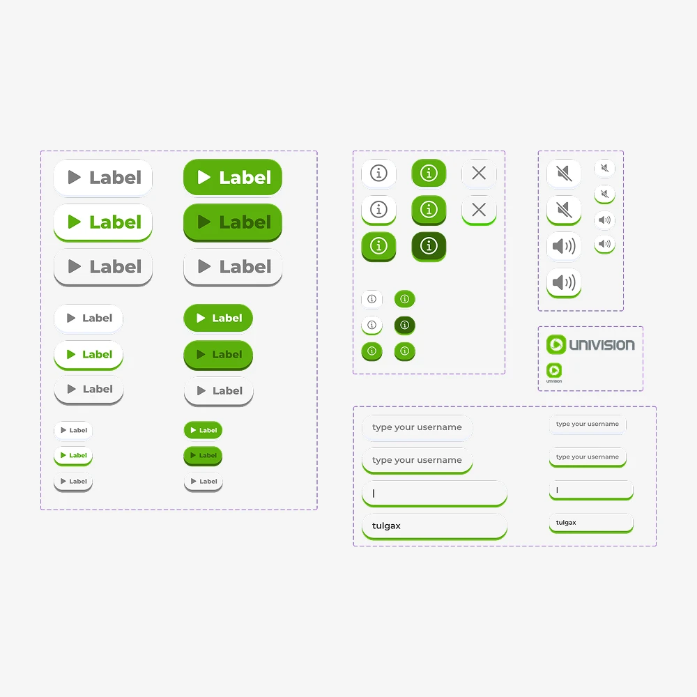 UI component library, buttons and brand elements