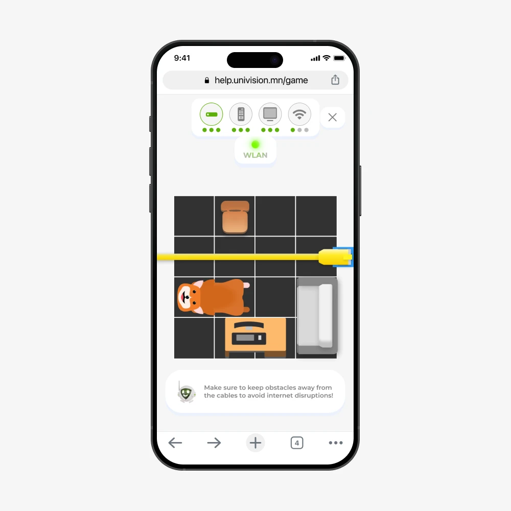 WLAN cable puzzle on mobile