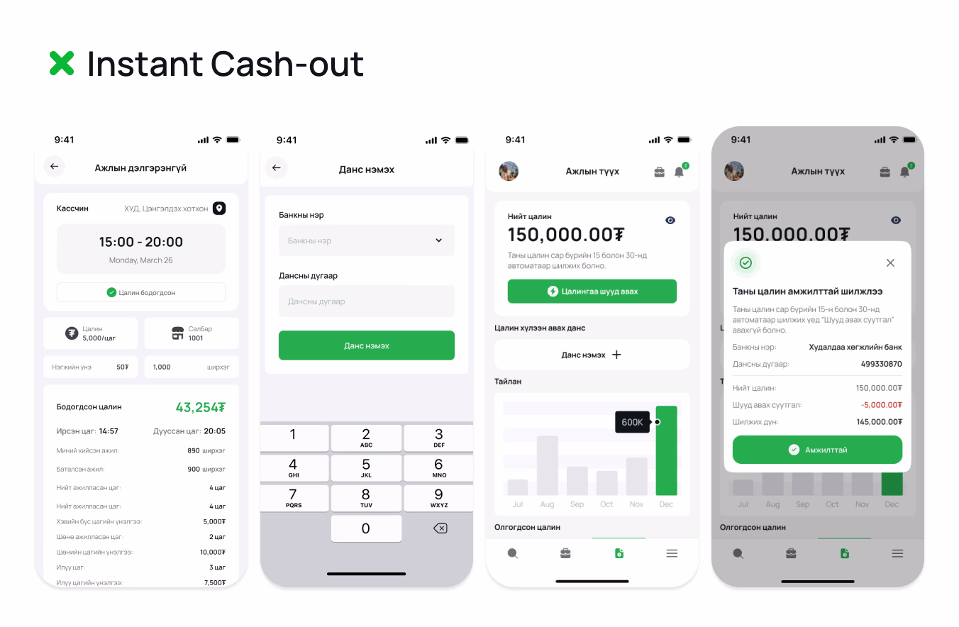 Instant cashout